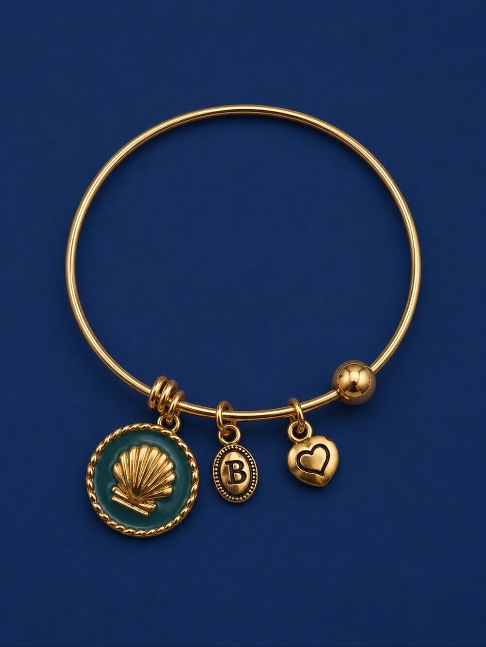 3/$30 BELLA PERLINA Sea Shell and Heart Charm Slide Bracelet